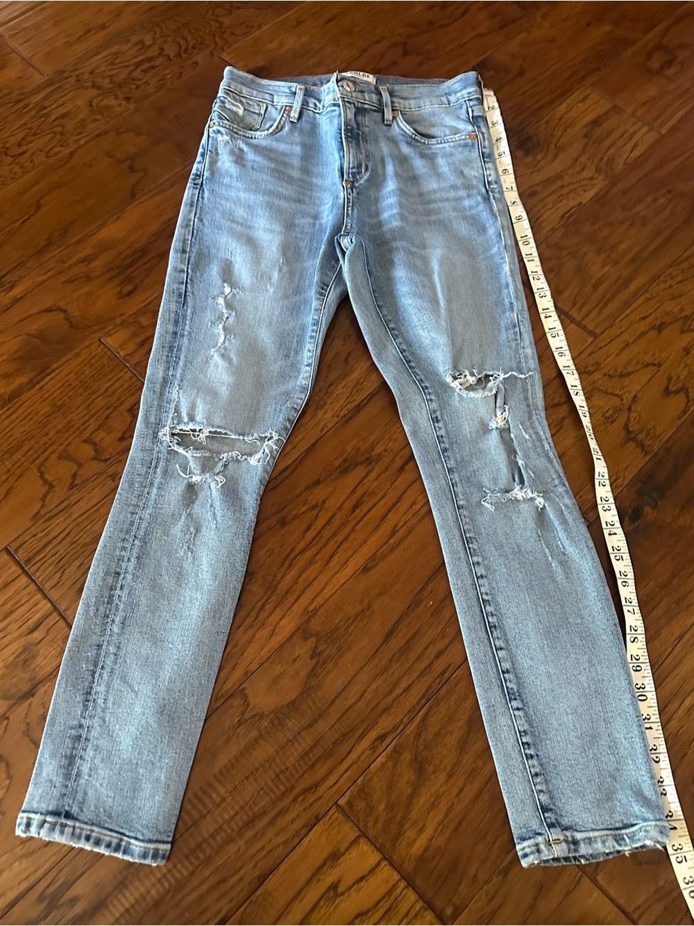 Agolde Light Blue Distressed Skinny Jeans